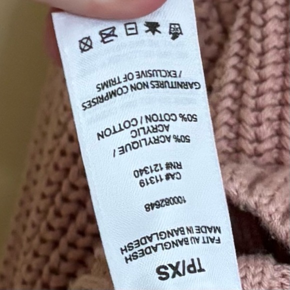 Dynamite| Pretty Pink Mock Neck 1/4 Zip Cropped Sweater Sz XS - Picture 5 of 5